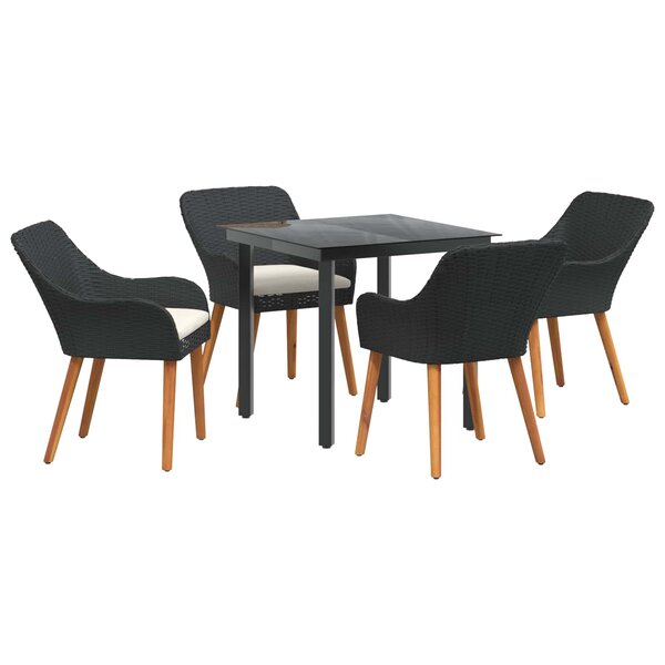 vidaXL Ensemble de salle à manger pour jardin 5 Pièces Noir polyrotin