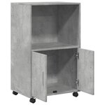 vidaXL Armoire à roulettes gris béton 55x40x91 cm bois d'ingénierie