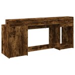 vidaXL Bureau et lumières LED chêne fumé 200x55x91cm bois d'ingénierie