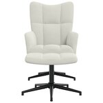 vidaXL Chaise de relaxation avec tabouret Blanc crème Velours