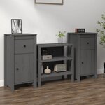 vidaXL Buffets 2 Pièces gris 40x35x80 cm bois massif de pin