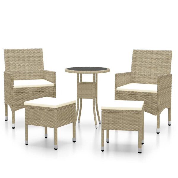 vidaXL Salon de jardin 5 Pièces Résine tressée Beige