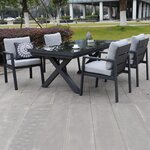 Table de jardin extensible 10 places xeres gris aluminium 180/240x100x77cm
