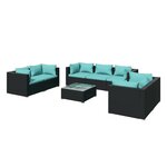 vidaXL Salon de jardin 8 Pièces avec coussins Résine tressée Noir