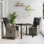 vidaXL Ensemble de salle à manger pour jardin 3 Pièces Gris Poly rotin