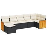 vidaXL Salon de jardin 7 Pièces avec coussins noir résine tressée