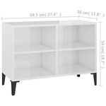 vidaXL Meuble TV avec pieds en métal Blanc brillant 69 5x30x50 cm