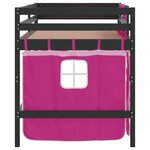 vidaXL Lit mezzanine enfants et rideaux rose 90x200cm bois pin massif