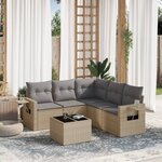 vidaXL Salon de jardin avec coussins 6 Pièces beige résine tressée
