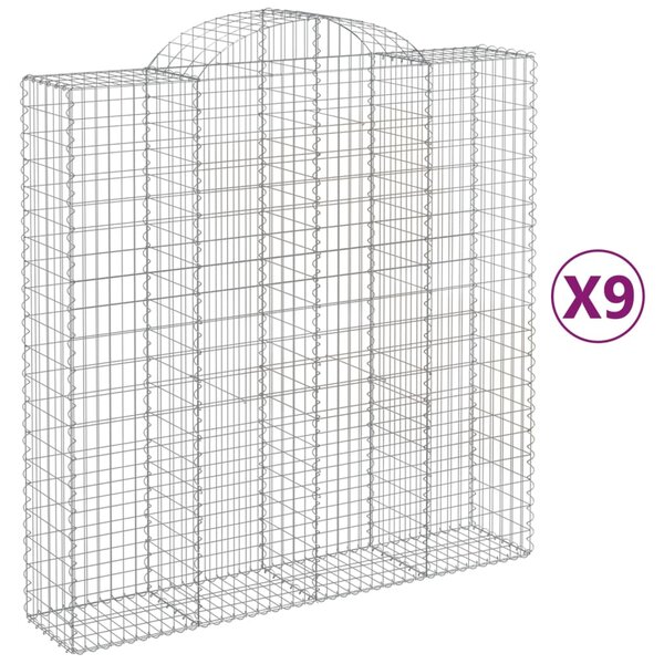 vidaXL Paniers à gabions arqués 9 Pièces 200x50x200/220 cm Fer galvanisé