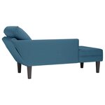 vidaXL Fauteuil long avec coussin et accoudoir droit bleu velours