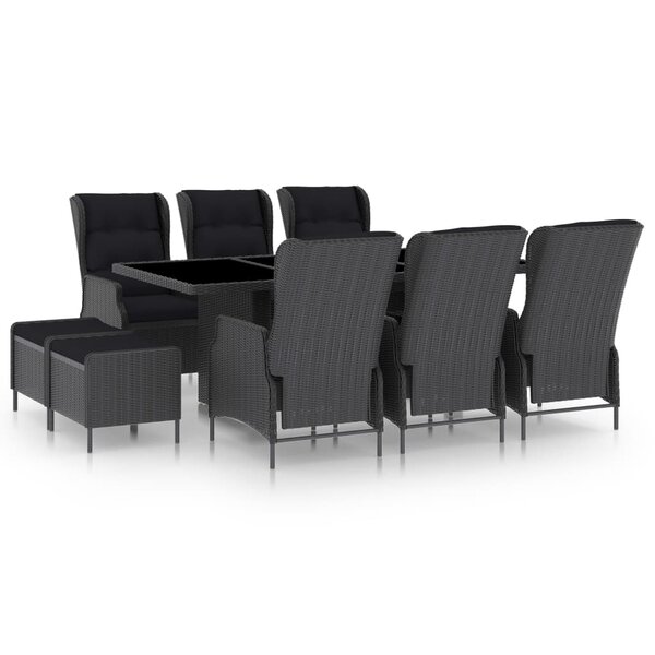 vidaXL Ensemble à manger d'extérieur 9 Pièces et coussins résine tressée