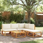 vidaXL Salon de jardin avec coussins 6 Pièces bois d'acacia solide