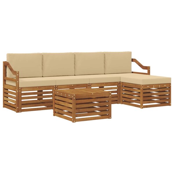 vidaXL Ensemble de canapés d'extérieur 6 Pièces Naturel et Beige