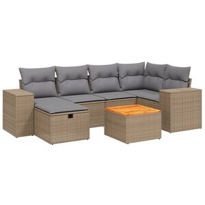 vidaXL Salon de jardin avec coussins 7Pièces mélange beige résine tressée