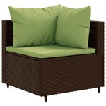 vidaXL Salon de jardin 4 Pièces avec coussins Marron Résine tressée