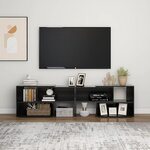 vidaXL Meuble TV Noir brillant 149x30x52 cm Bois d'ingénierie