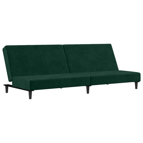 vidaXL Canapé-lit à 2 places vert foncé velours