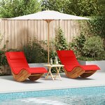 vidaXL Chaises Longues à Bascule avec Coussins 2 Pièces en Bois Massif Acacia
