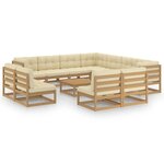 vidaXL Salon de jardin 12 Pièces avec coussins marron miel bois de pin