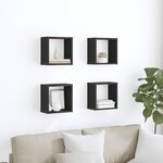 vidaXL Étagères murales avec étagère 4 Pièces Chêne Noir 26 x 15 x 26 cm