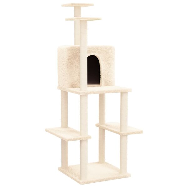 vidaXL Arbre à chat avec griffoirs en sisal Crème 144 5 cm