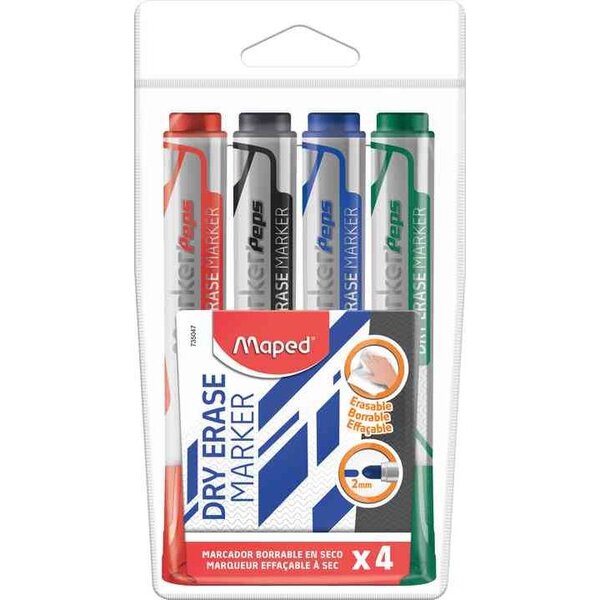 Marqueur tableau blanc Marker'Peps Jumbo  étui de 4 MAPED