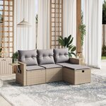 vidaXL Salon de jardin avec coussins 4Pièces mélange beige résine tressée