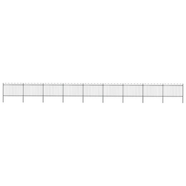 vidaXL Clôture de jardin avec dessus en cerceau Acier 15 3x1 2 m Noir