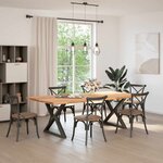 vidaXL Table à manger avec bord naturel 240x120x74cm bois massif chêne
