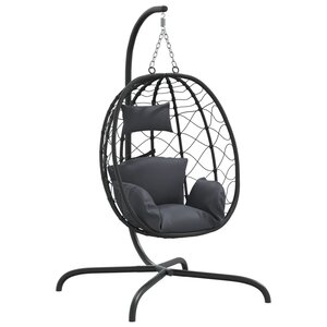 vidaXL Fauteuil suspendu avec coussin en polyrotin et acier anthracite