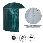 Parasol de plage Ø 2 2 x 2 2H cm protection UPF 50 + sac transport  sardines et lestage intégrés vert foncé