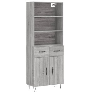 vidaXL Buffet haut Sonoma gris 69 5x34x180 cm Bois d'ingénierie