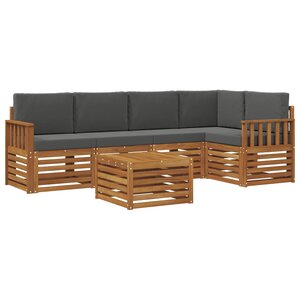 vidaXL Ensemble de canapé d'angle 6 Pièces Naturel et Anthracite