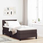 vidaXL Lit à ressorts avec matelas Marron foncé 100 x 200 cm tissu