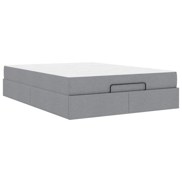 vidaXL Cadre de lit avec matelas Gris clair 140 x 200 cm tissu
