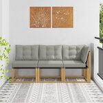 vidaXL Canapé d’extérieur milieu et coin avec coussin 3 Pièce Blanc