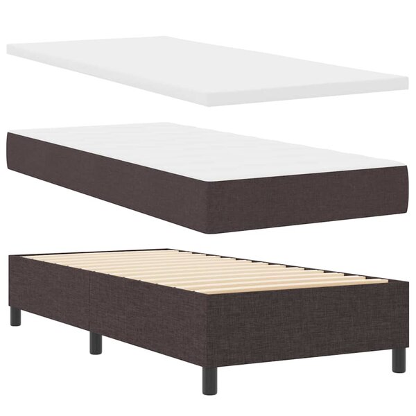 vidaXL Lit à ressorts avec matelas Marron foncé 90 x 200 cm tissu