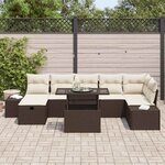 vidaXL Ensemble de canapé de jardin 8 Pièces Marron Poly rotin