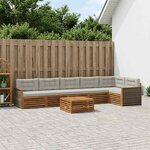 vidaXL Ensemble de canapés d'extérieur 7 Pièces Naturel et gris clair