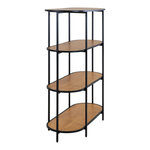 Étagère aspect chêne ovale à 4 étage avec cadre noir 85 x 36 x 111 cm
