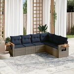 vidaXL Salon de jardin 6 Pièces avec coussins gris résine tressée