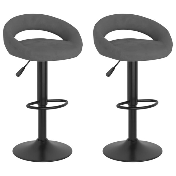 vidaXL Tabourets de bar lot de 2 gris foncé velours