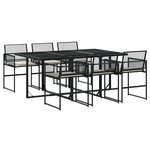 vidaXL Ensemble à manger de jardin coussins 7 Pièces noir résine tressée