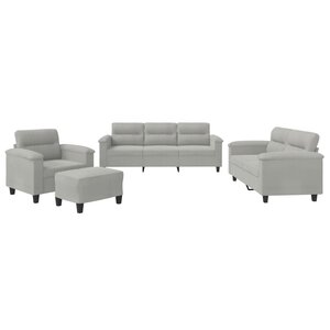 vidaXL Ensemble de canapés 4 Pièces coussins gris clair tissu microfibre
