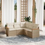 vidaXL Salon de jardin avec coussins 5 Pièces beige résine tressée