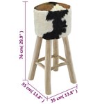 vidaXL Tabouret de bar cuir de chèvre et bois de teck solide