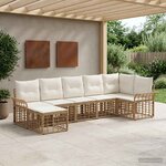 vidaXL Ensemble de canapés d'extérieur 7 Pièces Blanc Naturel et Crème
