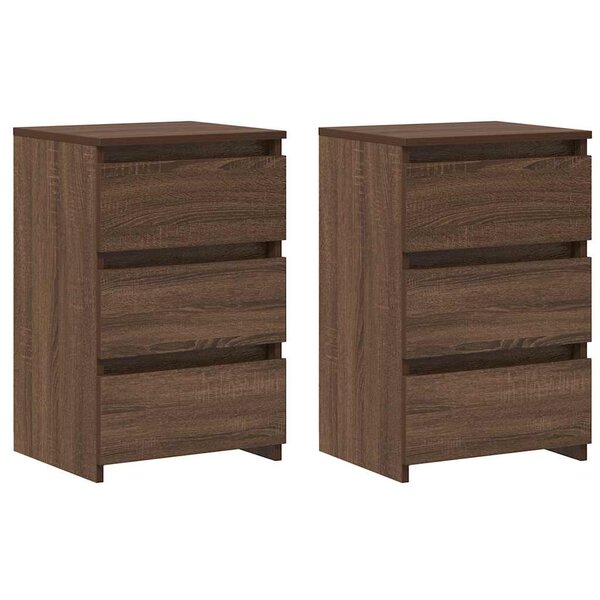 vidaXL Tables de chevet 2Pièces Chêne marron 40x35x62 5cm Bois ingénierie