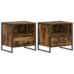 vidaXL Table de chevet avec tiroir 2 Pièces Chêne Fumé 50 x 39 5 x 50 cm